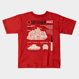 Sherman tank blueprint Kids T-Shirt